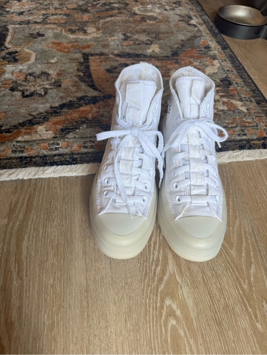 Converse All Stars Shoes - White High-Top Canvas Sneakers with Cream Sole - Women's Casual Lace-Up